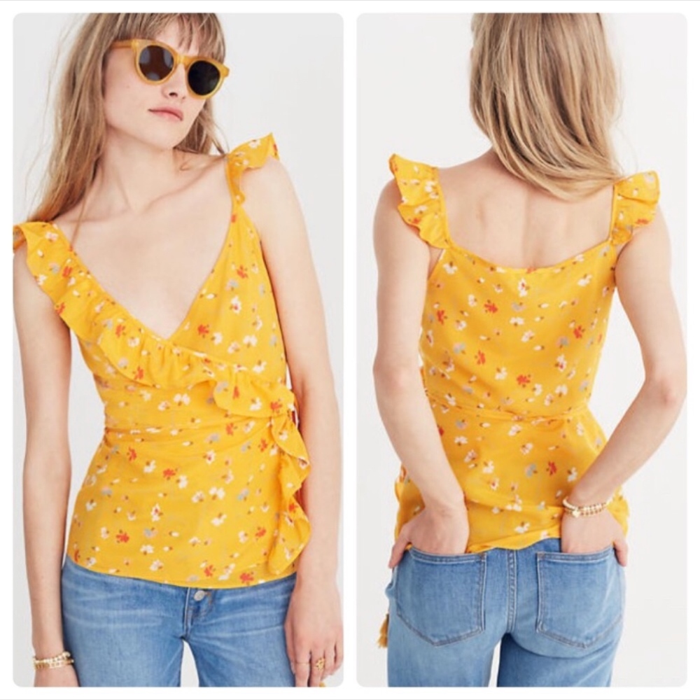 Madewell Silk Wrap Floral Top